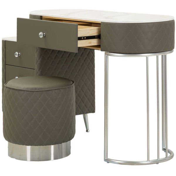 Coiffeuse effet matelassé avec tabouret Sharon - 6