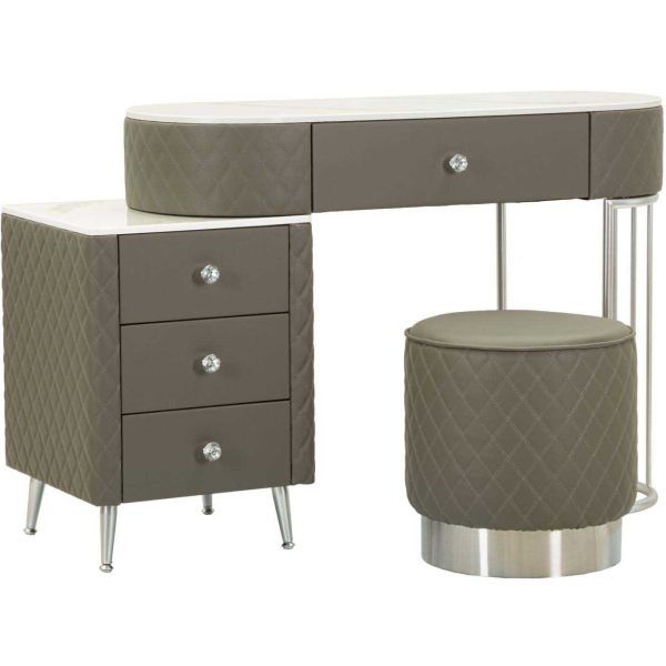 Coiffeuse effet matelassé avec tabouret Sharon