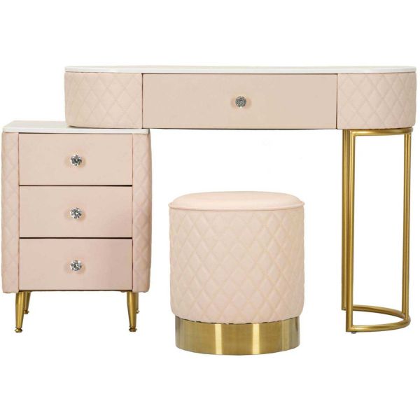 Coiffeuse effet matelassé avec tabouret Sharon - 529