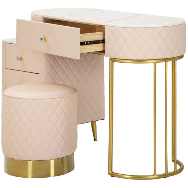 Coiffeuse effet matelassé avec tabouret Sharon - 5