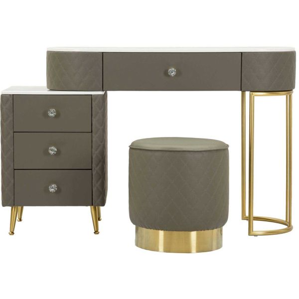 Coiffeuse effet matelassé avec tabouret Sharon - 529