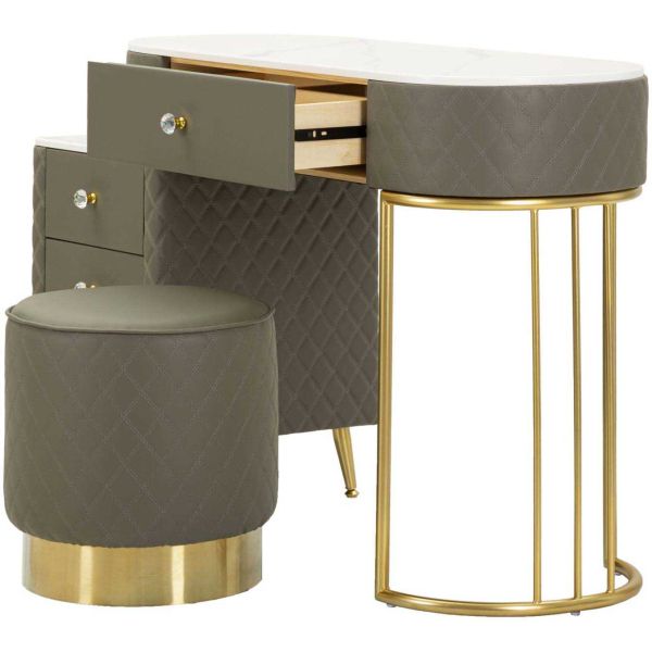 Coiffeuse effet matelassé avec tabouret Sharon - 5