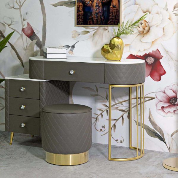 Coiffeuse effet matelassé avec tabouret Sharon - MAURO FERRETTI