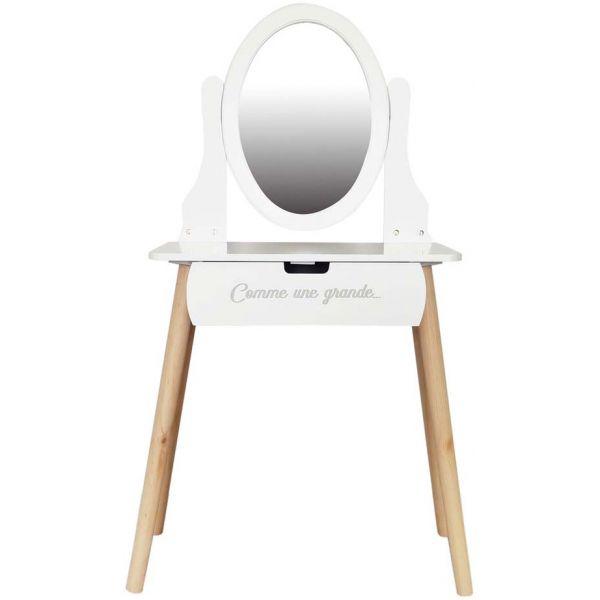 Miroir Coiffeuse Enfant en Bois Blanc BELLA - Déco Enfant Pas Cher