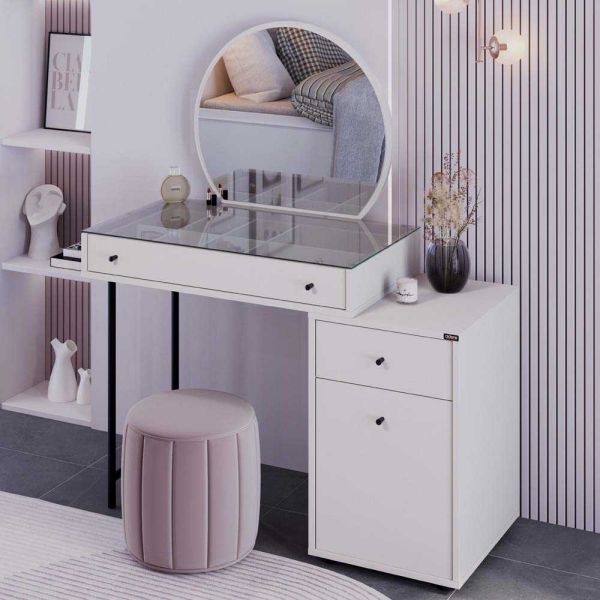 Coiffeuse avec miroir et rangements Tiana - 8