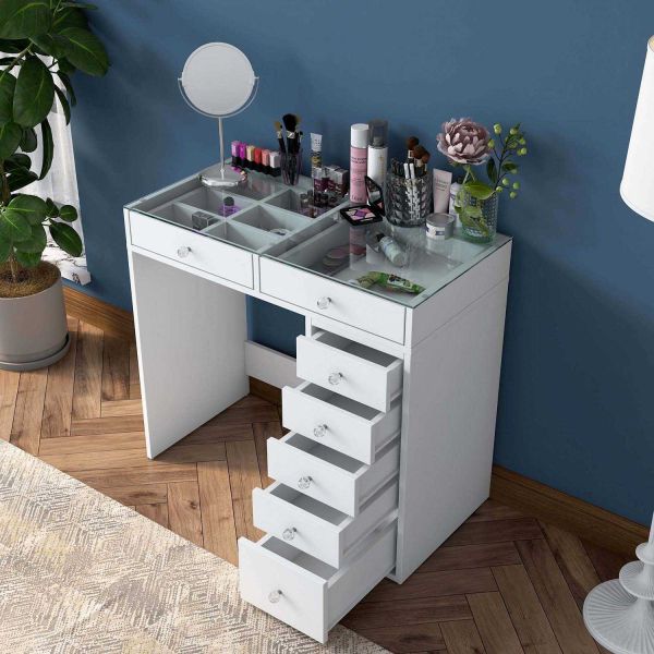 Coiffeuse avec rangements en aggloméré Bonnie - 6