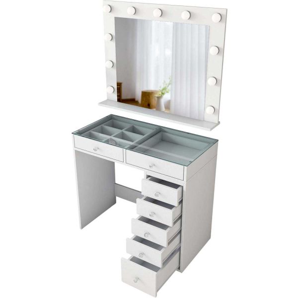 Coiffeuse avec rangements en aggloméré Bonnie - 369