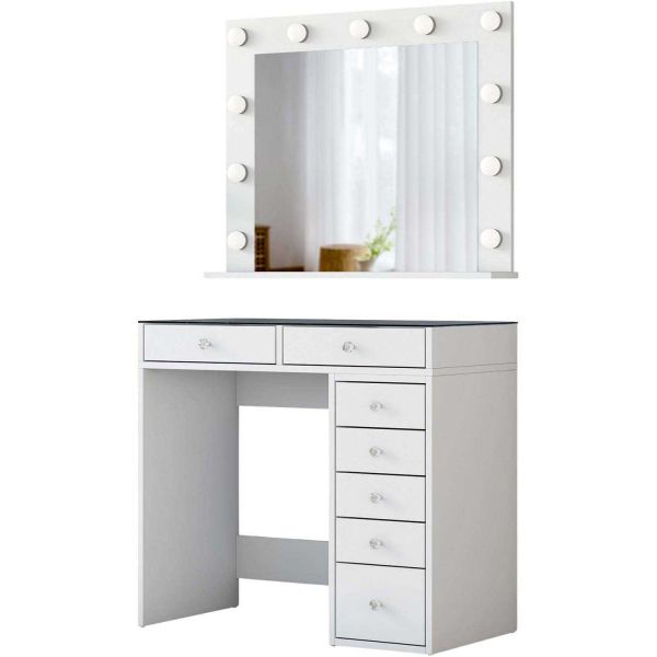 Coiffeuse avec rangements en aggloméré Bonnie