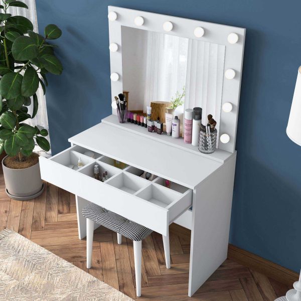 Coiffeuse avec rangements er miroir Beauty - 6