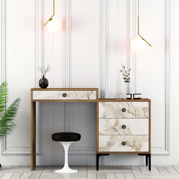 Coiffeuse avec tiroirs en aggloméré Lizbon - HANAH HOME