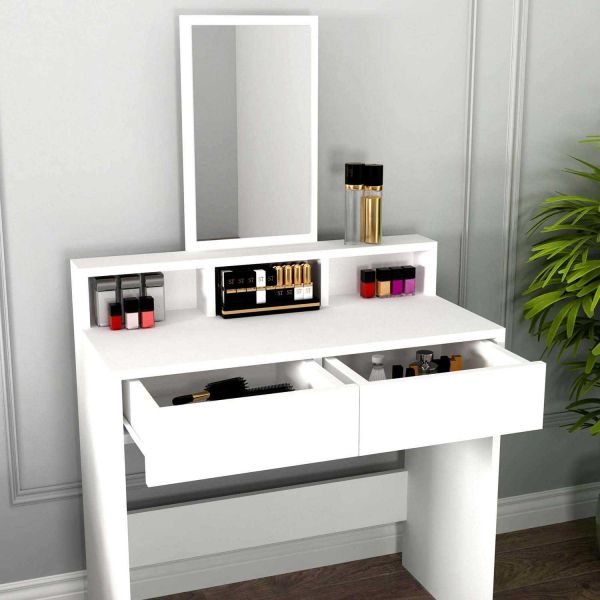 Coiffeuse 2 tiroirs avec miroir Luna - 179