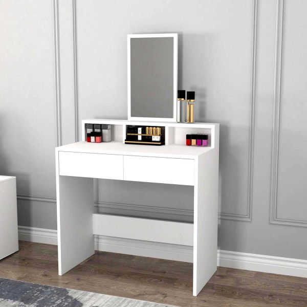 Coiffeuse 2 tiroirs avec miroir Luna - 6