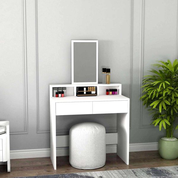 Coiffeuse 2 tiroirs avec miroir Luna - HANAH HOME