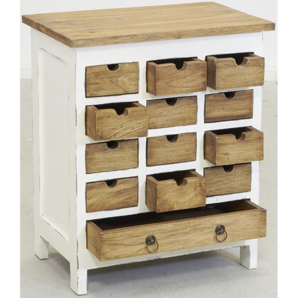 Commode 13 tiroirs en acajou naturel et blanc - AUBRY GASPARD