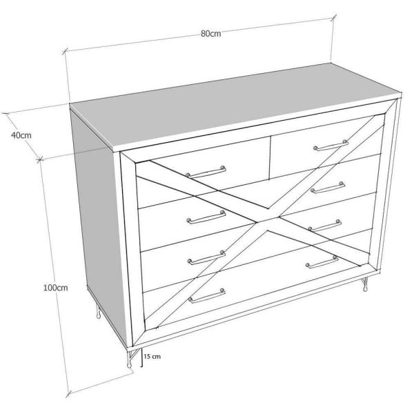 Commode en aggloméré pieds en métal Comfort - ASI-0487