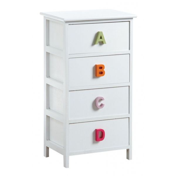 Commode chambre enfant alphabet 4 tiroirs