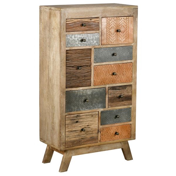 Commode haute en manguier et métal Zouma