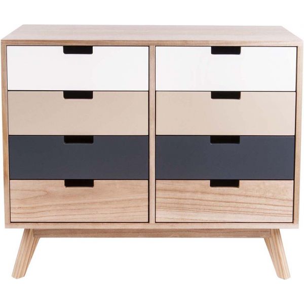 Commode en bois de paulownia 8 tiroirs Snap - PRE-0688