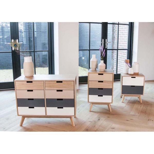 Commode en bois de paulownia 8 tiroirs Snap - LEITMOTIV