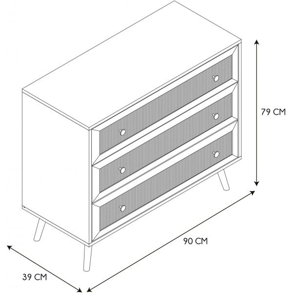 Commode en bois 3 tiroirs Bali - CMP-3623