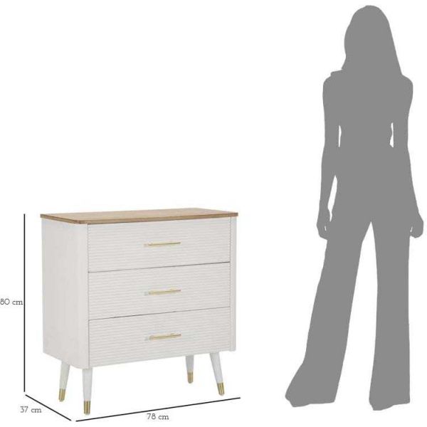 Commode en bois 3 tiroirs Matera 78 x 37 x 80 cm - MAU-0429