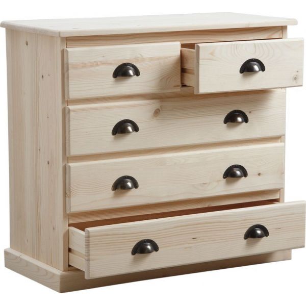 Commode 5 tiroirs en bois brut - AUBRY GASPARD
