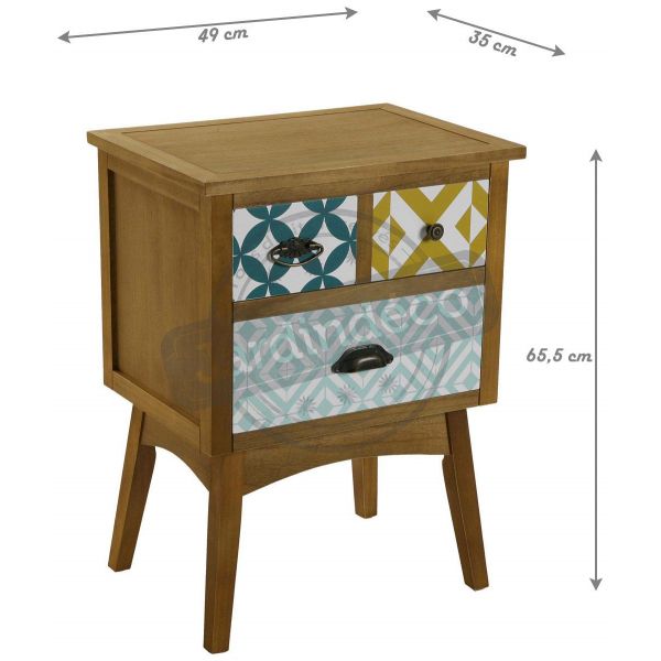 Commode 2 tiroirs en bois Aqua - 6