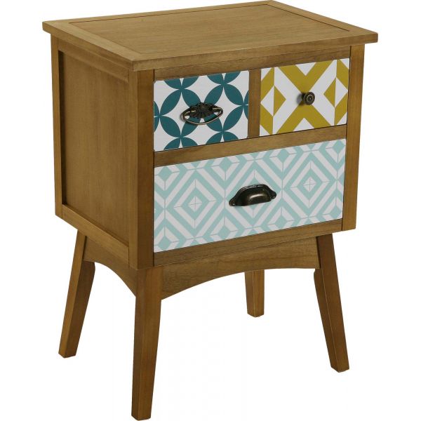 Commode 2 tiroirs en bois Aqua