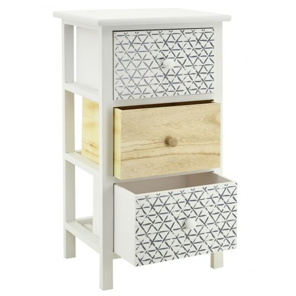 Commode en bois teinté blanc et naturel - AUB-3911