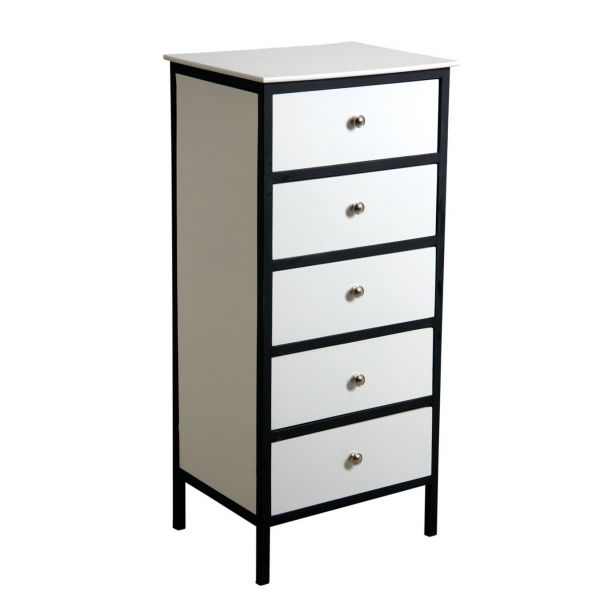 Commode tiroirs en bois et métal