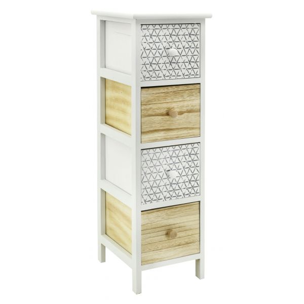 Commode en bois teinté blanc et naturel
