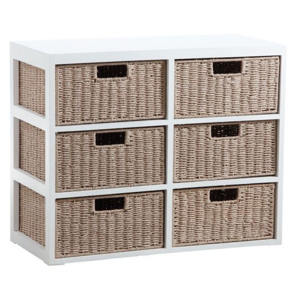 Petit meuble tiroirs en bois et papier cordé