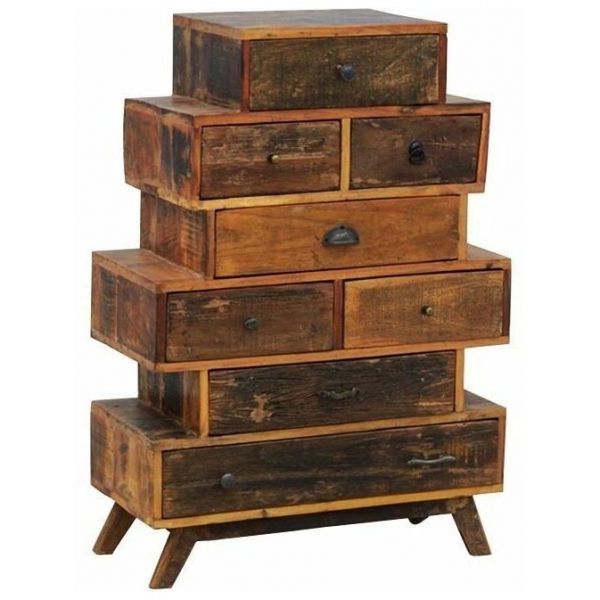 Commode 8 tiroirs en bois recyclé