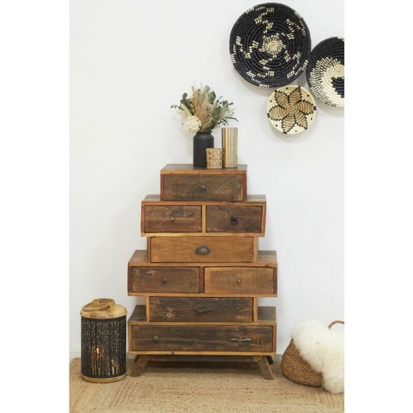 Commode 8 tiroirs en bois recyclé - AUBRY GASPARD