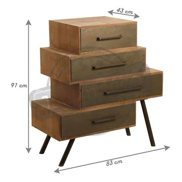 Commode 4 tiroirs en métal et bois - AUBRY GASPARD