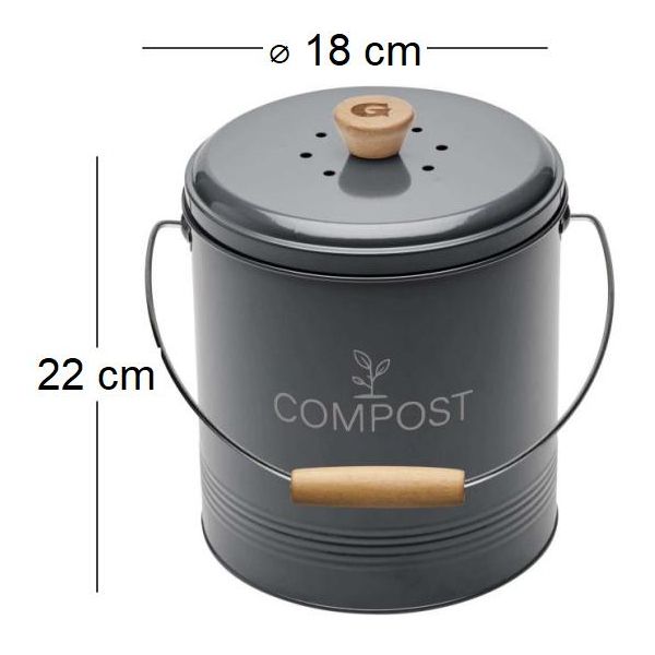 Composteur de cuisine en métal avec filtre et seau en platique - GUI-0179