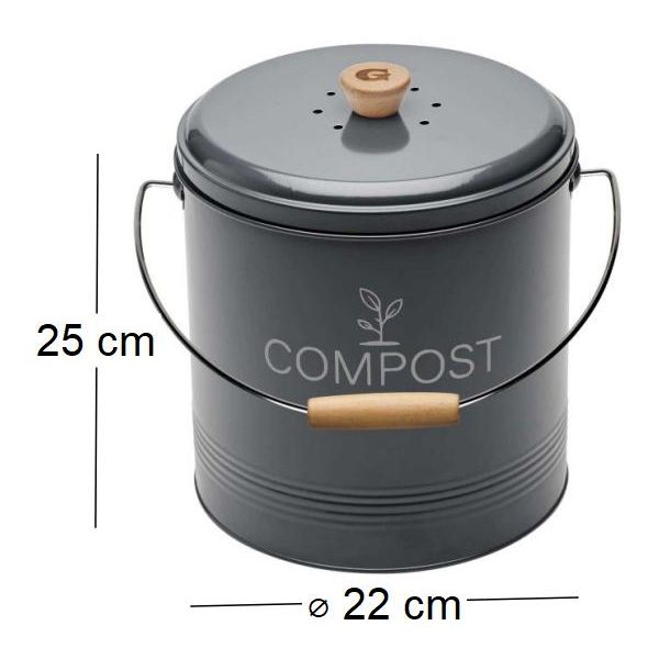 Composteur de cuisine en métal avec filtre et seau en platique - GUI-0180