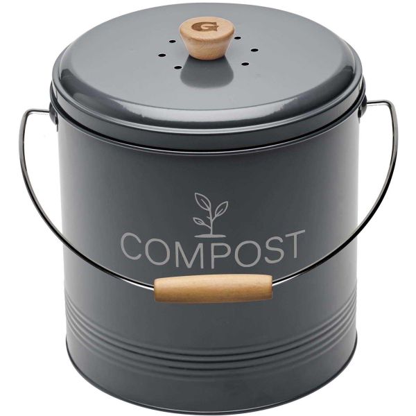 Composteur de cuisine en métal avec filtre et seau en platique