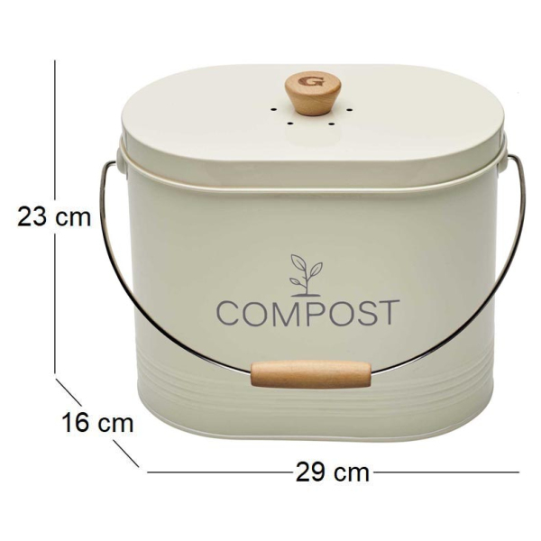 Composteur de cuisine ovale en métal avec filtre - GUI-0178