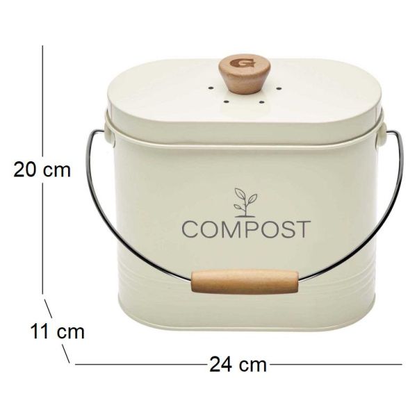 Composteur de cuisine ovale en métal avec filtre - GUI-0178