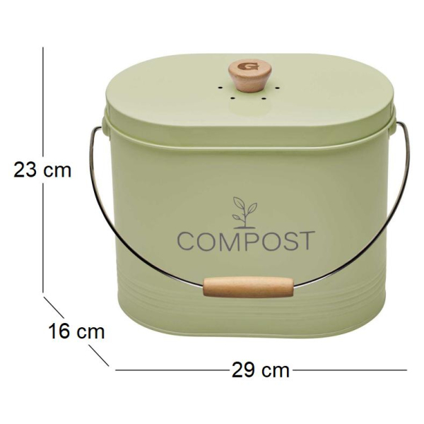 Composteur de cuisine ovale en métal avec filtre - GUI-0177