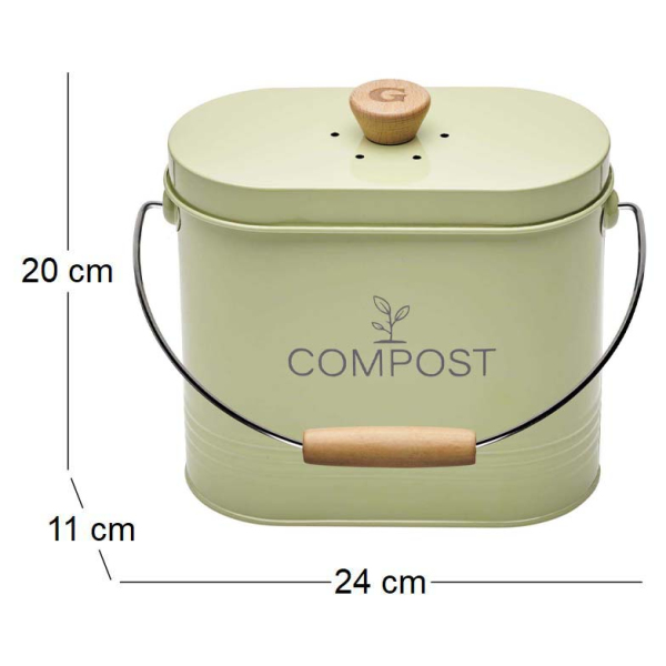 Composteur de cuisine ovale en métal avec filtre - GUI-0176