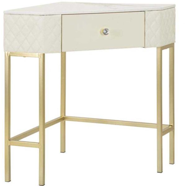 Console d'angle effet matelassé Sharon 84.5 x 60 x 77 cm