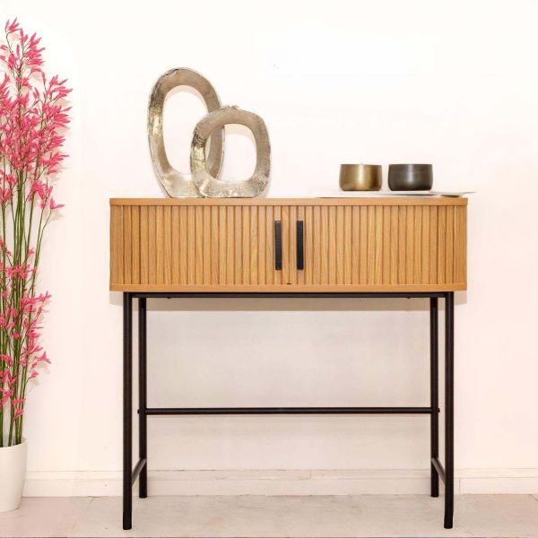 Console en bois et métal à lamelles Kyoto - AUBRY GASPARD