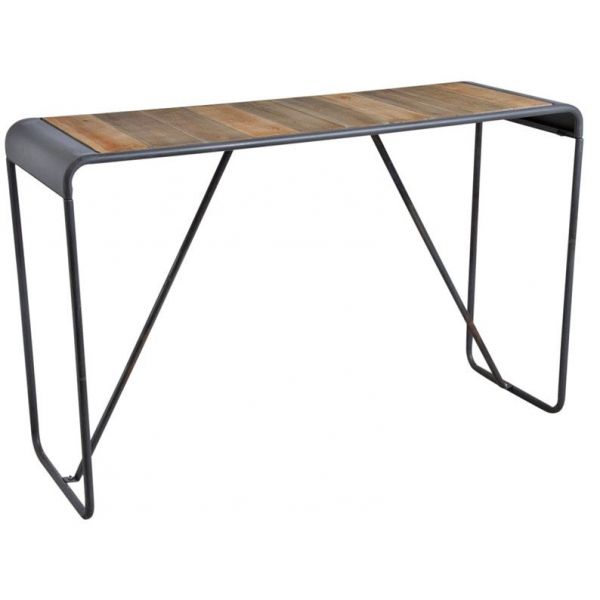 Console en bois et métal patiné