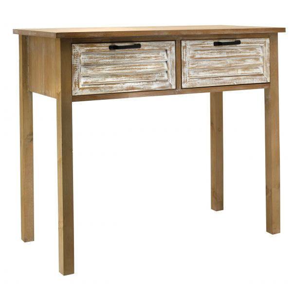 Console en bois naturel et cérusé Ancenia