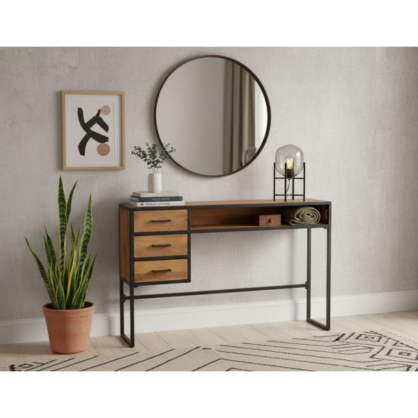 Console en bois recyclé et métal 3 tiroirs - AUBRY GASPARD
