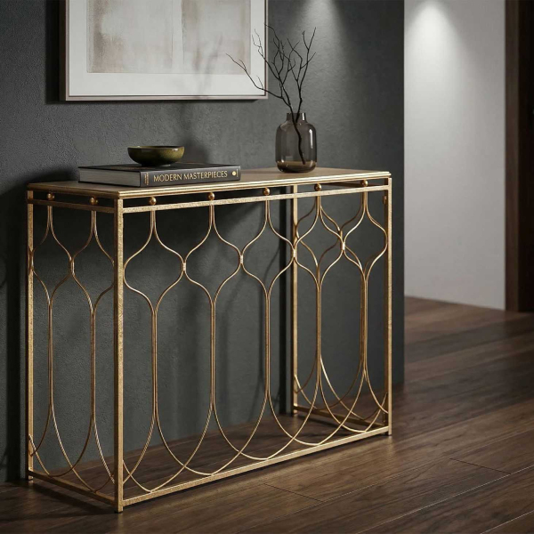 Console en métal doré Arab 96.5 x 41 x 78 cm - MAURO FERRETTI