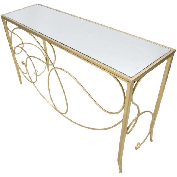 Console en métal doré Art 140 x 40 x 80 cm - 6