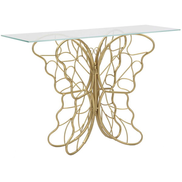 Console en métal doré Butterfly 110 x 40 x 76 cm